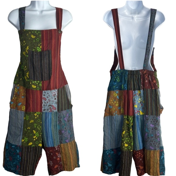 Kathmandu Imports Pants - NEW Kathmandu Imports Patchwork Jumpsuit Romper Multicolor Cotton Nepal Made OS